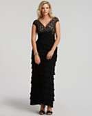 Adrianna Papell Plus Size Lace Top Tiered Gown
