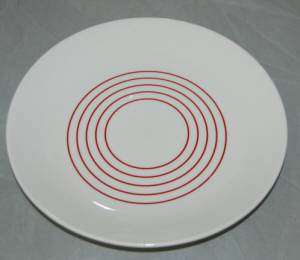 Gibson Everyday China White Red Stripes Dinnerware Set  