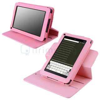   Pink 360 Leather Case+Chargers+2xLCD Guard+Wrap For Kindle Fire  