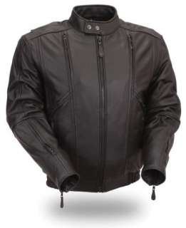 Mens Black Leather Vented Bomber Motorcycle Jacket Zip Out Thermal 