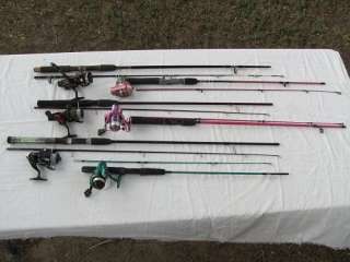 Lot of 6 Fishing Rods with Reels Mitchell, Shakespeare, Avocet, Ugly 