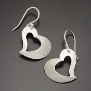 Fair Trade Silver Textured Heart Earrings Made in Peru: Earrings 