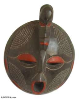 WORD of HONOR Hand Carved African Mask Ghana Art Sculpture, Carvings 