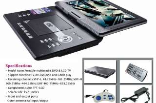 15 PORTABLE DVD VCD PLAYER CD  MP4 GAME SD FOR CAR  