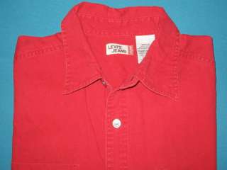 LEVIS 2 Pocket Faded Red Denim L/S Work Shirt M LEVI  