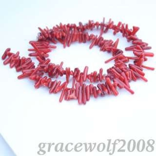 Tusk Red Coral Gemstone Loose Beads  Strand 16 GM082 