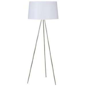  Lights Up Weegee Nickel With White Linen Shade Floor Lamp 