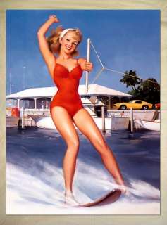 A302 Pin up girl water ski bathing suit yacht POSTER  