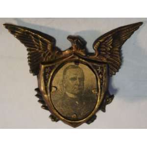 William McKinley BRASS Eagle Political Pinback Button Pin