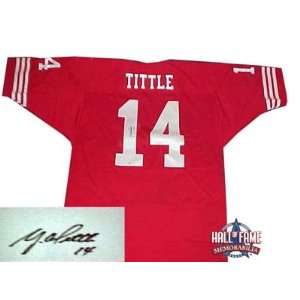  Y.A. Tittle 49ers Autographed/Hand Signed Red Jersey 