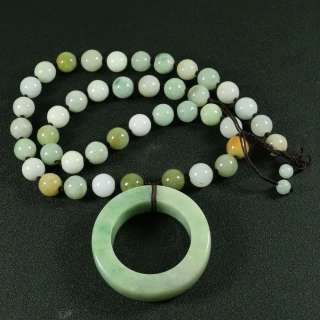   Pendant Large Beads Green Necklace 100% Natural Jadeite Jade Grade A