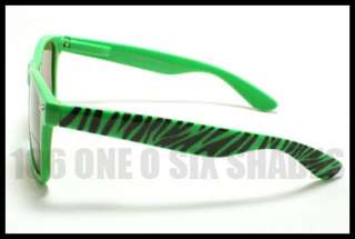   School Nerd Retro Thick Horn Rimmed Sunglasses ZEBRA GREEN Glass Lens
