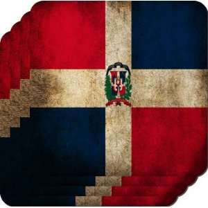 Rikki KnightTM Dominican Flag   Square Beer Coasters 