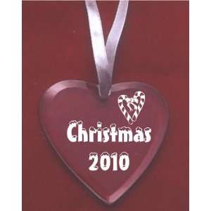   , Heart Glass Ornament with Candy Cane   2010 