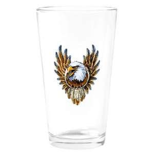  Pint Drinking Glass Bald Eagle with Feathers Dreamcatcher 
