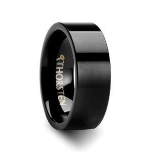 Flat Black Tungsten Carbide Wedding Ring 8 mm FREE Engraving