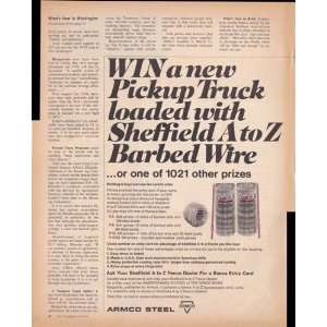 Armco Steel Barbed Wire Fence Truck Sweepstakes 2 Page 1970 Original 