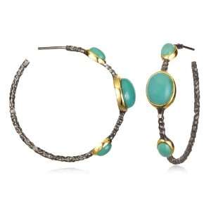  Fashion Hoop Earring with Green Chrysoprase CHELINE 