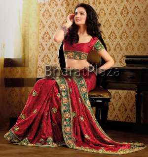   Reddish Maroon Saree Indian Designer Reception Sari SAPE139B  