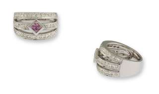 18K WG Ladies Fancy Pink Sapphire Diamond Ring  