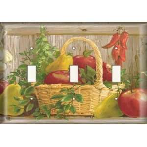  Three Switch Plate   Garden Fruit Basket