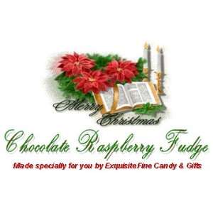 Custom Labeled Gift Fancy Merry Christmas Chocolate Raspberry Fudge