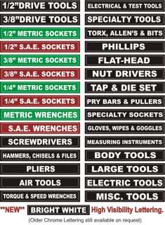 tool box labels, socket set decals. electrical breaker tags items in 