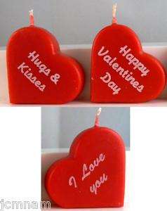 RED HEART CANDLE ~3PC~ I LOVE YOU/HUGS&KISSES VALENTINE  