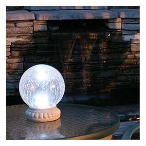   Crackle Glass Solar Gazing Ball, Tabletop Base Patio, Lawn & Garden