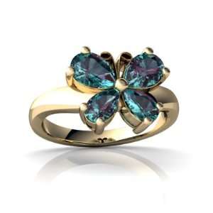   Yellow Gold Pear Created Alexandrite Butterfly Ring Size 9 Jewelry