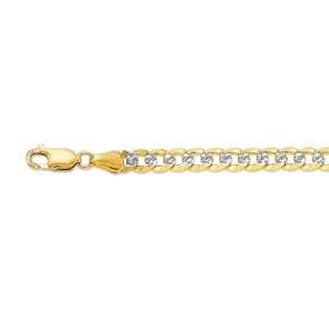  14K Two Tone Gold Comfort Pave Curb Chain   4.70mm   20 