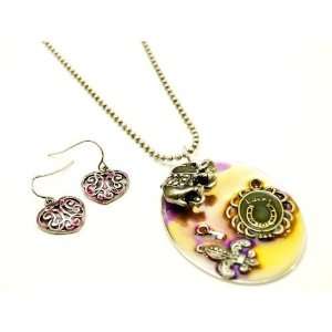    Good Luck Medallion Charm Ball and Chain Necklace Set Jewelry
