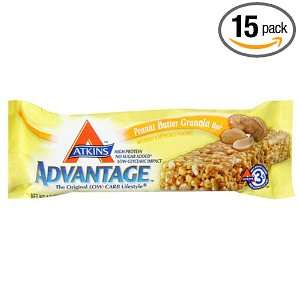 Atkins Advantage Peanut Butter Granola Bar, 1.7 Ounce Bars (Pack of 15 