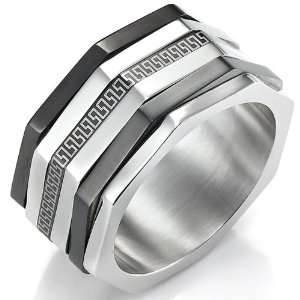  Impressive Stainless Steel Greek Style Mens Ring 10mm Band 