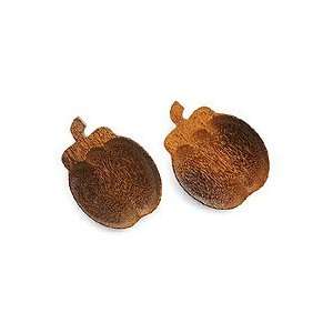  Palm wood trays, Tropical Fruit (pair)