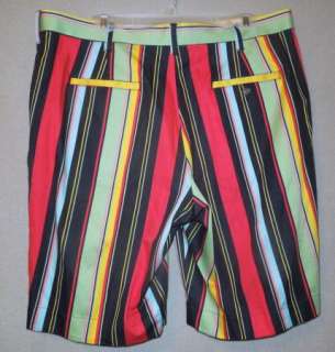 Mens Loudmouth Hotdog Striped Flat Front Golf Shorts NWT  