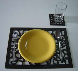 Deluxe Set 4 Handmade Wooden Placemats & Coasters  