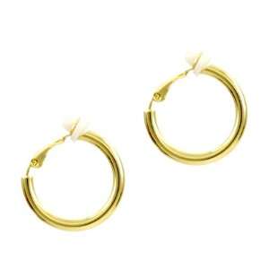  Charlines Clip On Hoop Earrings   Gold, 20mm Emitations 