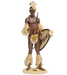 African Zulu Warrior Chieftain Sculpture Statue  