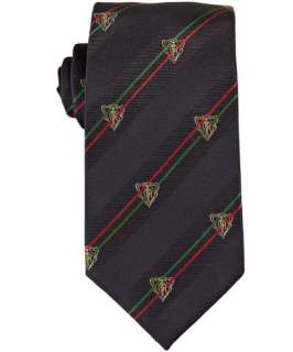 Gucci navy striped crest pattern Kama silk tie