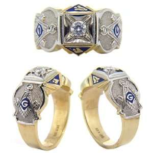   Masonic Blue Lodge Diamond Ring   10k Gold/10kt yellow gold: Jewelry