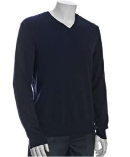 Harrison navy cashmere v neck sweater   