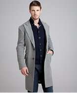 Brunello Cucinelli grey cashmere three button coat style# 316914401
