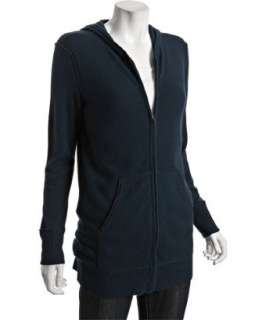 Magaschoni peacock cashmere hooded zip up tunic   