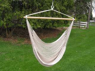 Deluxe Extr Large White Rope Cotton Hammock Swing Chair  
