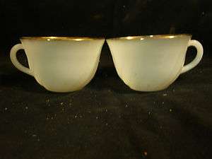 pair Fire King Oven Ware Swirl Coffee/ Tea Cups made in USA  