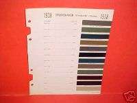 1938 STUDEBAKER PAINT CHIPS COLOR CHART BROCHURE BOOK  