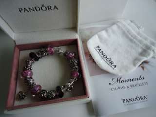   Sterling Silver Pandora Bracelet.Size 7.5.W/receipt Gift box Charm MOM