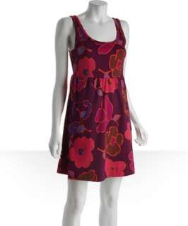 Marc by Marc Jacobs : new wine and papya poppy print cotton wool blend 