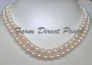 Genuine 7 8mm Multi Double Strand White Pearl Necklace 18 Cultured 